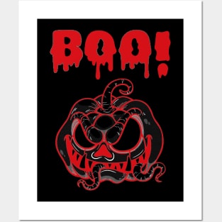 Terrifying Pumpkin with a Startling 'BOO': A Spine-Chilling Surprise Posters and Art